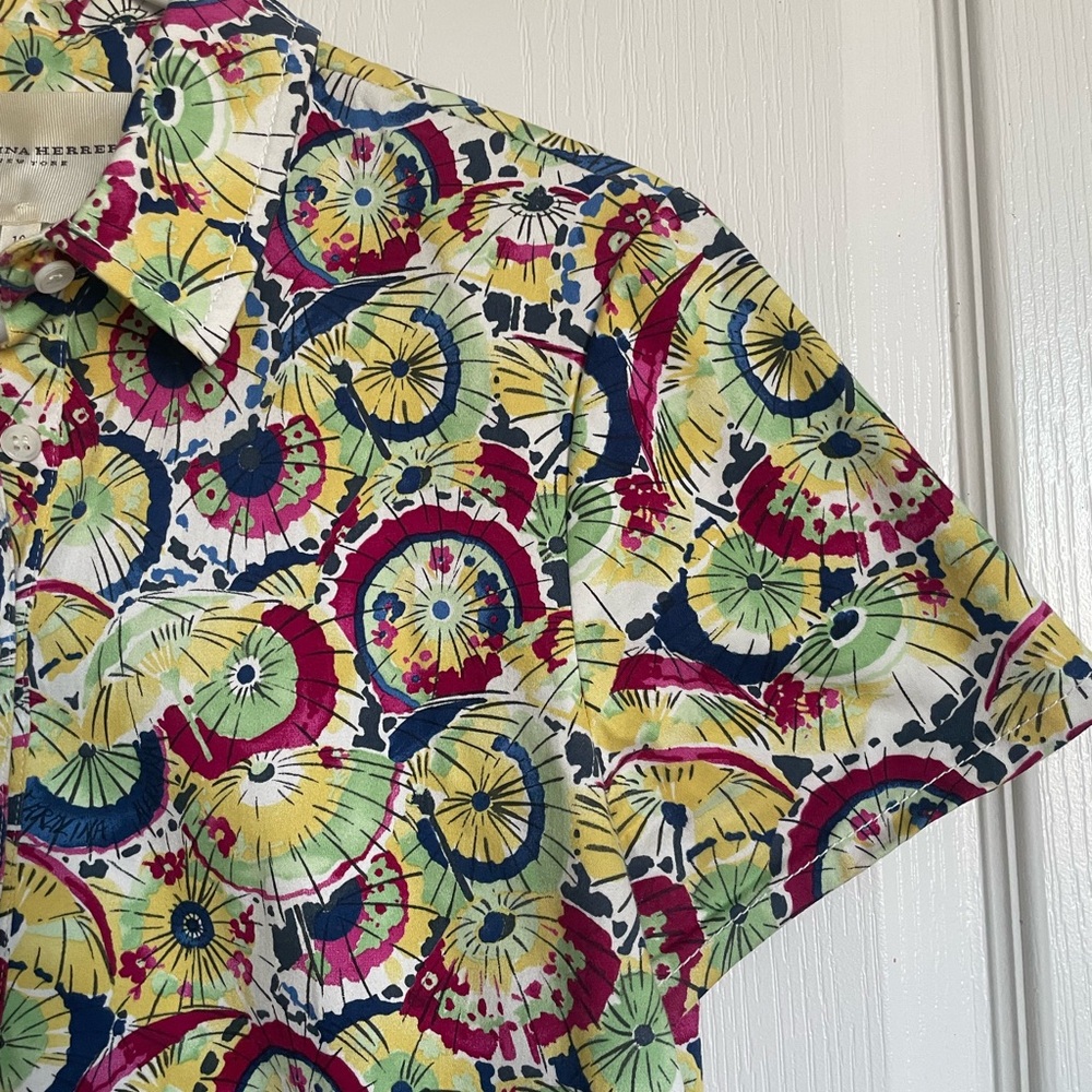 Carolina Herrera Button Down Multicolor Dress Cot… - image 4